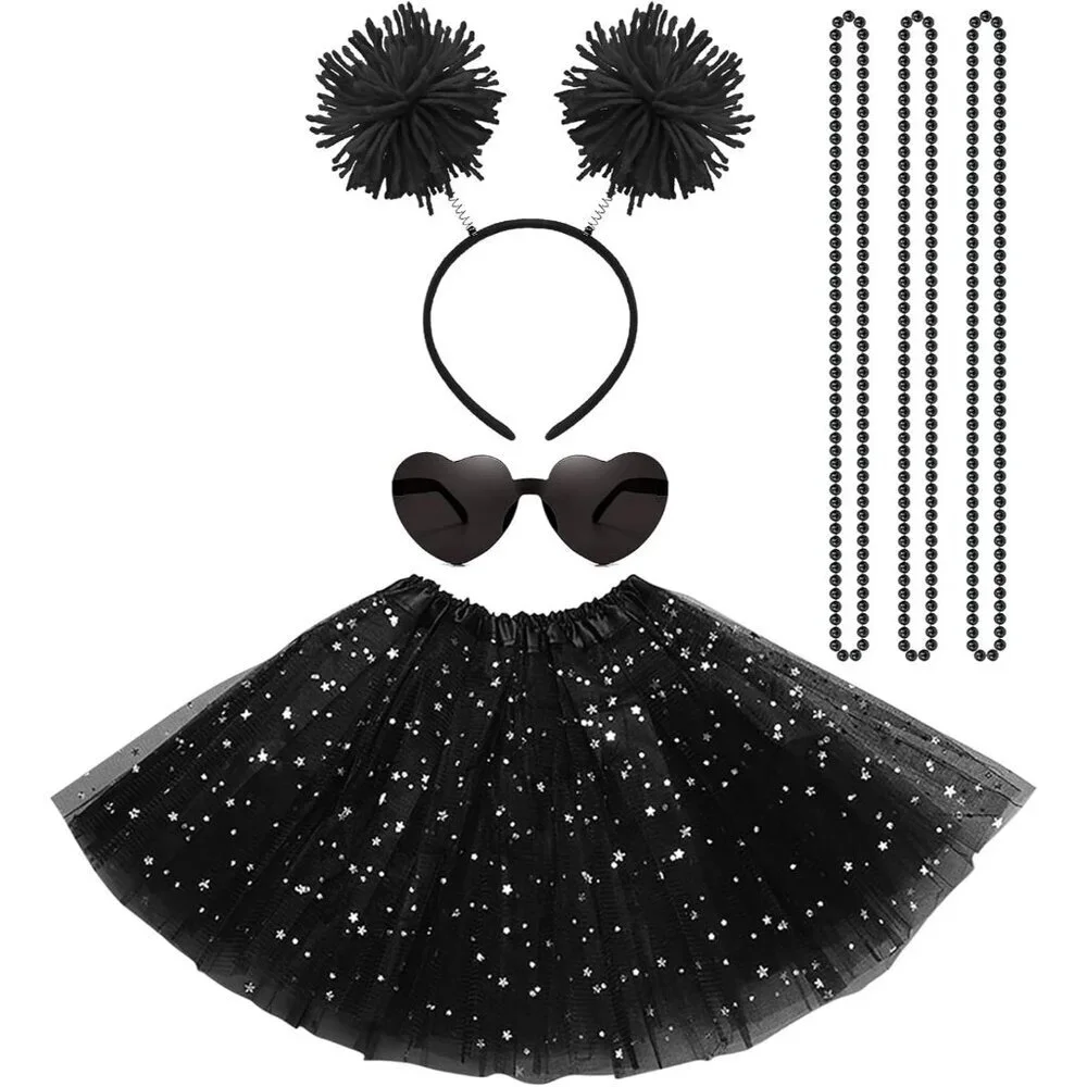 Women Girls Tutu Costume Accessories Set With Headband Sunglasses Party